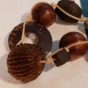 Fair trade chunky wood & glass bead necklace
